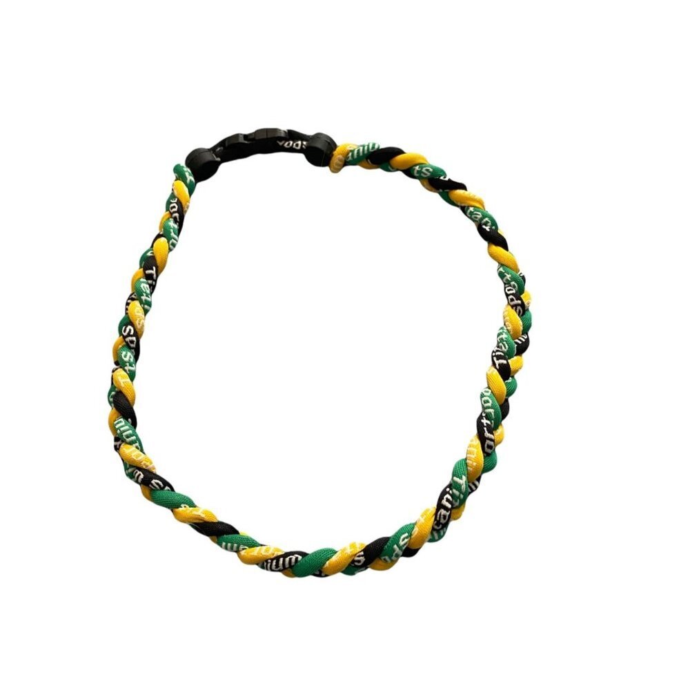 Triple Braided Sports Performance Titanium Necklace - Green, Yellow, & Black